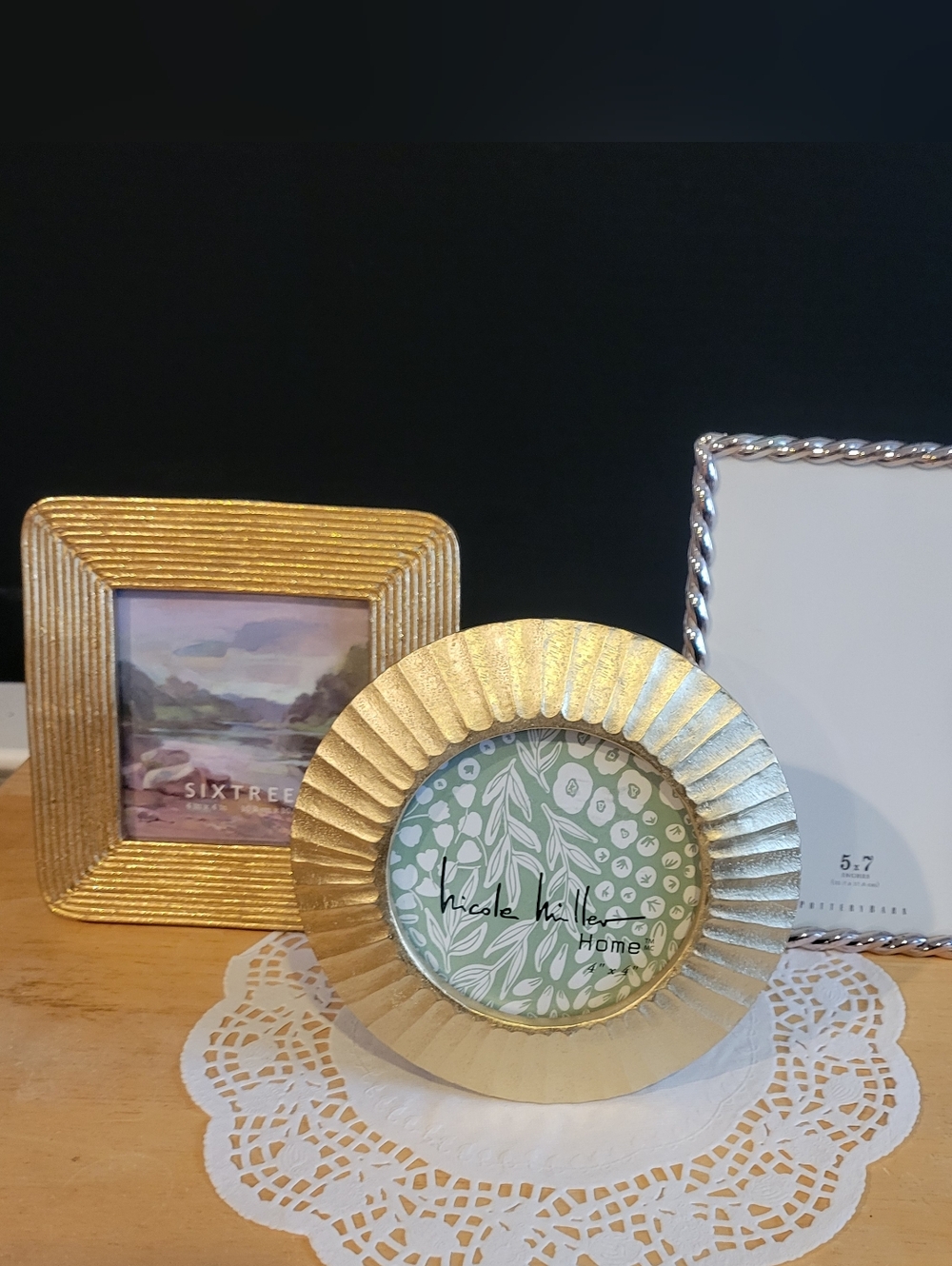 Lot of 3 "Glam" Picture Frames Gold 4 x 4 & 5 x 7